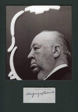 FILM DIRECTOR Sir Alfred Hitchcock (+) autograph, signed clipping & mounted