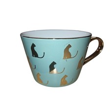Fox & Ivy Green And Gold Mug With Cats. Lovely Wide Cup Mug. Fox And Ivy........