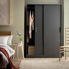 Home Nova 2 Door Sliding Wardrobe - Anthracite | Modern Grey Storage Unit