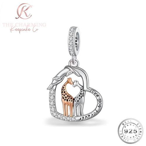 Giraffe heart charm - giraffe,