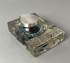 Victorian Solid Silver Mounted Cut Glass Inkwell London 1898 ELZX