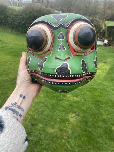 Vintage balinese wooden frog - vintage,