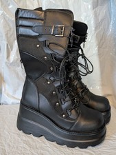 Goth ladies black lace up boots (Size 6)