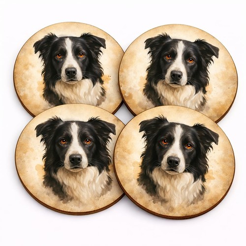 Border collie coasters - border,