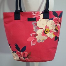 JOULES Large Floral Canvas Shopper Bag Tote Bucket Beach Travel Shoulder Pink
