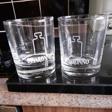 2 x Disaronno Glass tumblers 150ml approx. each tubler is slightly different