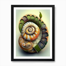 Ramshorn Snail  Patchwork Art Print Framed Wall Art Poster Canvas Print Picture