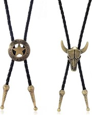 2Pcs Cowboy Necklace, Bolo Tie