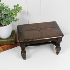 Antique hand carved low stool - low,