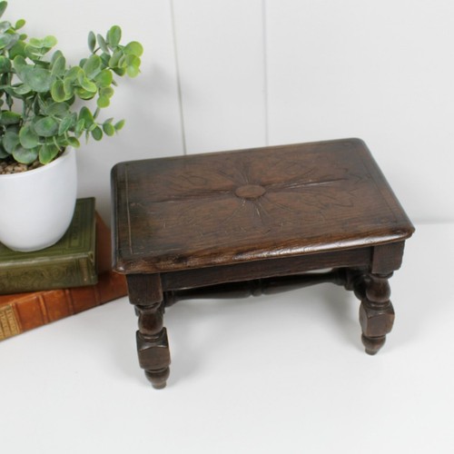 Antique hand carved low - hand, stool
