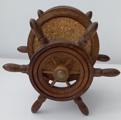 Vintage wooden ship wheel - wooden, ship's