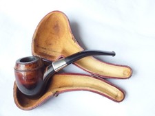 Meerschaum, an antique, cased pipe carved with a Dutch style drop egg bowl
