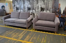 Sofa and Arm Chair Set Purple Velvet 3 Seater Settee + Cuddle Snuggle Armchair