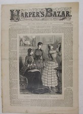 HARPERS  BAZAR APRIL 11 1885 WITH RARE VICTORIAN FASHION PATTERN SHEET NO. 15