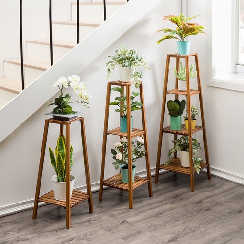 Rustic wooden plant stand 3 - stand,