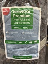Carpet Underlay 8mm Thick High Performance Premium Wool Felt Insulation 15m2 New