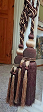 CURTAIN TIE BACKS X2   VERY LARGE    BROWN & BEIGE