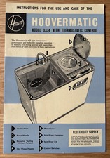 Vintage 1960's HOOVERMATIC Model 3334 INSTRUCTION CARD Hoover Guarantee