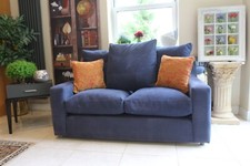 2 loaf small sofas suite navy blue cotton new cost £3550