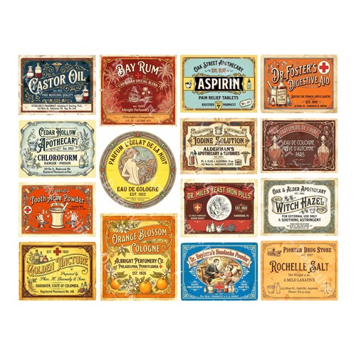 Apothecary sticker labels - 15,