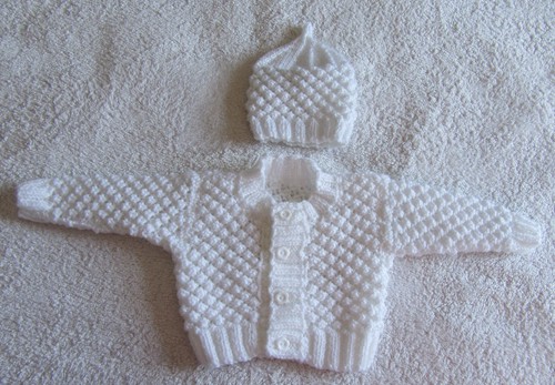 Hand knitted patterned