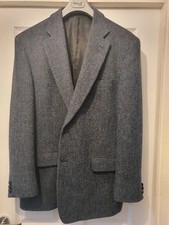 HARRIS TWEED Wool Blazer Jacket 46R Grey Blue Jacket Kilmaine VGC