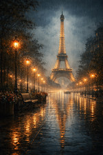 Eiffel Tower Rain Romantic