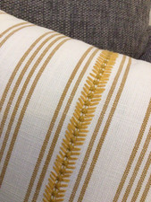 12”x 20” Cushion Cover, Pom Pom Trim , John Lewis Diderot Stripe Fabric, Honey