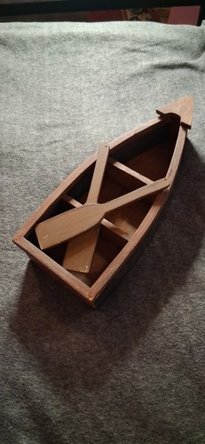 Small wooden half canoe - wooden,
