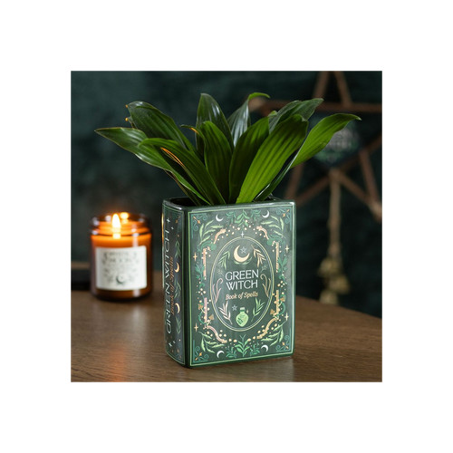 Green witch book - witch, shaped