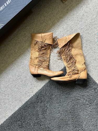 Leather fringe boots size - leather, 5