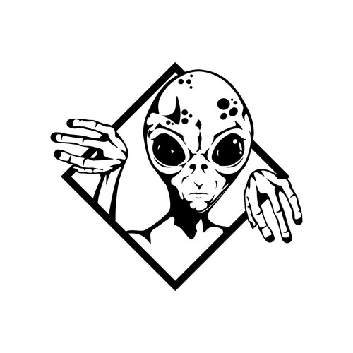 Large alien sticker car - large,