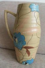 BRENTLEIGH WARE DELWOOD TALL HANDLED VASE ART DECO HAND PAINTED BLUE FLORAL