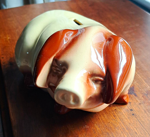 Glazed ceramic piggy bank - ceramic,