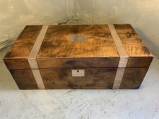 Large Antique Writing Slope Box Secret Drawers Brass Banded