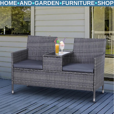 Grey Rattan Companion Chair Set Patio Garden Furniture Love Seat Sofa Side Table