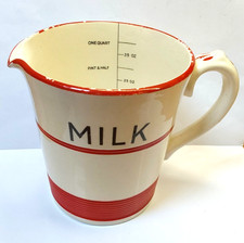 Rare Vintage Sadler Kleen Kitchen Ware Red & White Stripe MILK JUG 2 pint