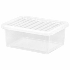 2 x Wham Crystal CD DVD Storage Shelf Box Plastic Clear Box with Lid Home Office