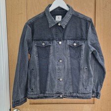 Womens TU Black Denim Casual Two Tone Jacket size 12