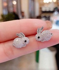 Silver Rabbit Stud Earrings -