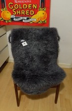 *RARE* 100% GENUINE CURLY Sheepskin Rug - NATURAL WAVY CRIMPED WOOL - GREY