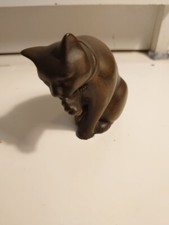HEAVY RESIN BRONZED CAT FIGURINE