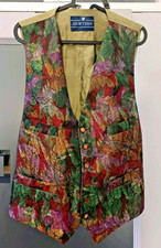GURTEEN Men’s Floral V Neck Waistcoat Vest  Size 42 Retro 