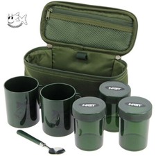 NGT Carp Fishing Camping Brew Kit Holdall Bag with  Cups Coffee Tea Pots Spoon