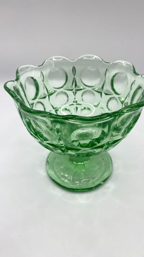 Vtg green glass - glass, compote