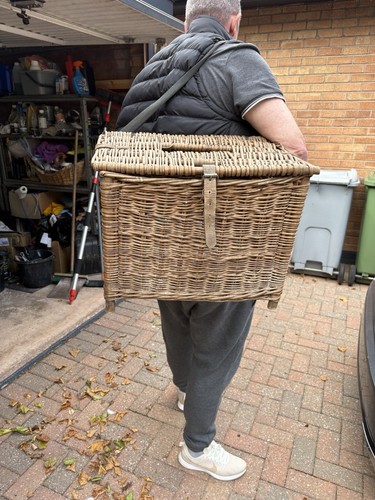 Vintage wicker fishing basket - fishing,