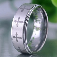 8MM Cross Engraved Matte