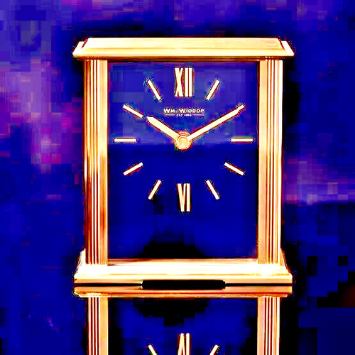 Gold mantel clock navy face - gold,