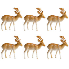 6pc Reindeer Cake Topper Set Christmas Yule Log Mini Festive Winter Decoration