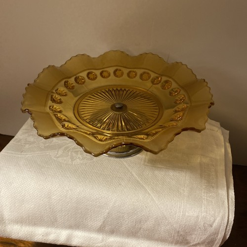 Vintage amber pressed glass - vintage,